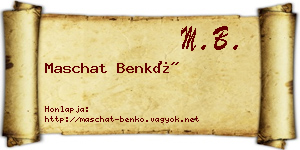 Maschat Benkő névjegykártya